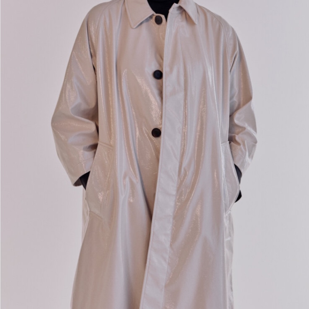 Mijeong Park faux leather trench in metallic cream.New without tags, never worn.